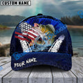 BlueJose Walleye Fishing Dark Blue Scratch American Flag scratch Sport Personalized Cap