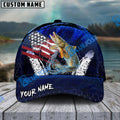BlueJose Pike Fishing Dark Blue Scratch American Flag scratch Sport Personalized Cap