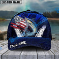 BlueJose Marlin Fishing Dark Blue Scratch American Flag scratch Sport Personalized Cap