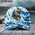 BlueJose Catfish Fishing Blue White American Flag Personalized Cap