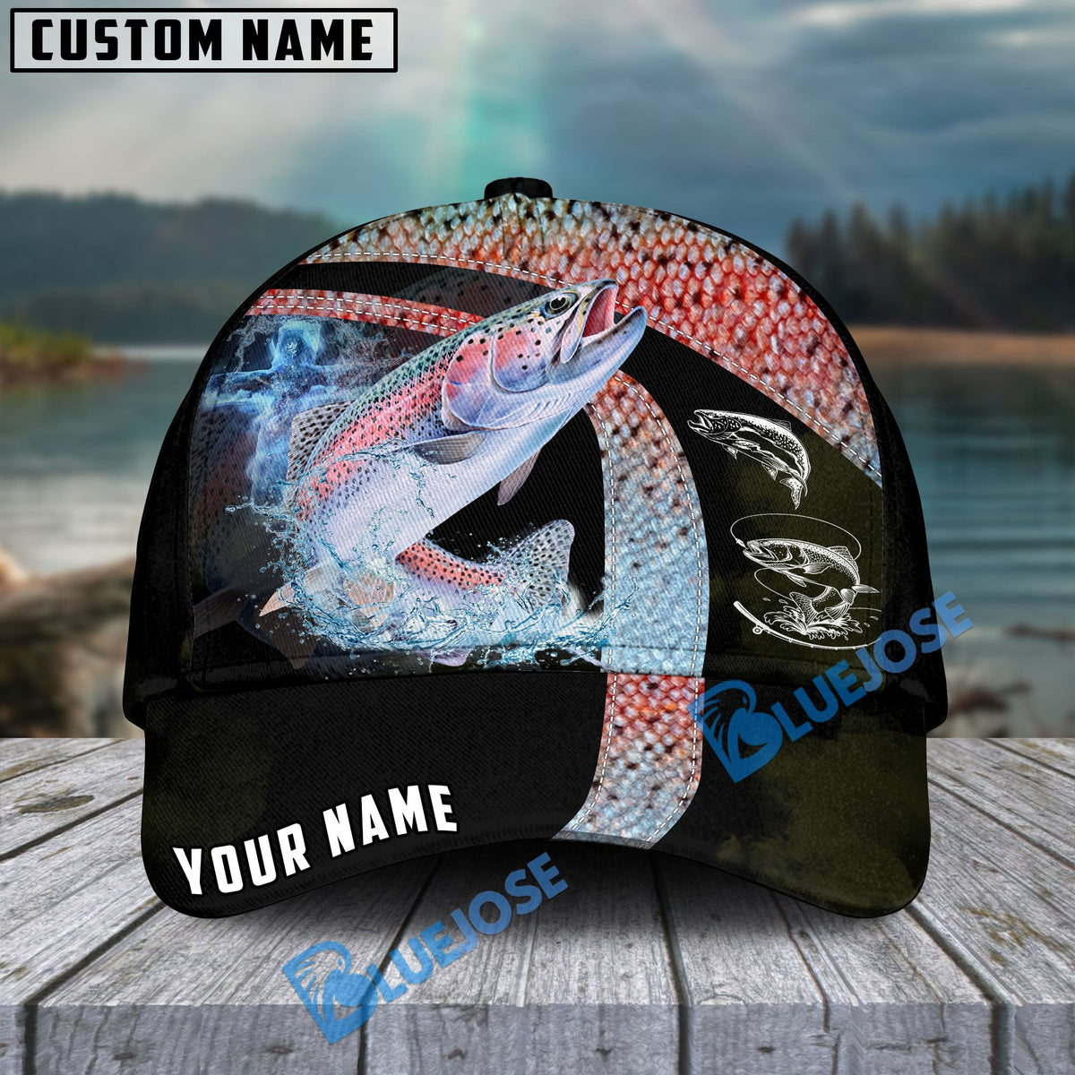 BlueJose Trout Fishing Skinfish Texure Pattern Personalized Cap