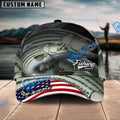 BlueJose Striped Bass Fishing Skinfish Flag Of United States Pattern Personalized Cap