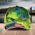 BlueJose Mahimahi Fishing Skinfish Flag Of United States Pattern Personalized Cap