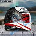 BlueJose Striped Bass Fishing Red White Scratch Sport Personalized Cap