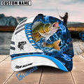 BlueJose Walleye Fishing White Blue Lava Sport Personalized Cap