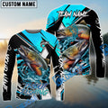 BlueJose Trout Fishing Black Blue Scratch Sport Custom Name & Team Name 3D Shirts