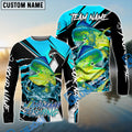 BlueJose Mahi mahi Fishing Black Blue Scratch Sport Custom Name & Team Name 3D Shirts