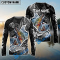 BlueJose Trout Fishing Black White Maori Custom Name & Team Name 3D Shirts