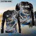 BlueJose Catfish Fishing Black White Maori Custom Name & Team Name 3D Shirts