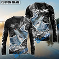 BlueJose Salmon Fishing Black White Maori Custom Name & Team Name 3D Shirts