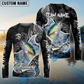 BlueJose Tuna Fishing Black White Maori Custom Name & Team Name 3D Shirts