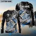 BlueJose Marlin Fishing Black White Maori Custom Name & Team Name 3D Shirts