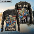 BlueJose Trout Fishing American Flag Camo Cross Gear Custom Name & Team Name 3D Shirts