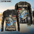 BlueJose Striped Bass Fishing American Flag Camo Cross Gear Custom Name & Team Name 3D Shirts