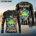 BlueJose Mahi-mahi Fishing American Flag Camo Cross Gear Custom Name & Team Name 3D Shirts
