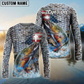 BlueJose Trout Fishing American Flag Camo Cross Skin Custom Name & Team Name 3D Shirts