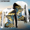 BlueJose Crappie Fishing Hook Graphic & Jumping Fish Art Custom Name & Team Name 3D Shirts