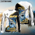 BlueJose Marlin Fishing Hook Graphic & Jumping Fish Art Custom Name & Team Name 3D Shirts
