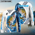 BlueJose Walleye Fishing White Blue Lava Sport Custom Name & Team Name 3D Shirts