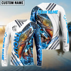 BlueJose Trout Fishing White Blue Lava Sport Custom Name & Team Name 3D Shirts