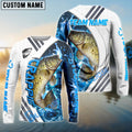 BlueJose Crappie Fishing White Blue Lava Sport Custom Name & Team Name 3D Shirts