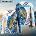 BlueJose Pike Fishing White Blue Lava Sport Custom Name & Team Name 3D Shirts