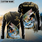 BlueJose Pike Fishing Golden With Skinfish Pattern Custom Name & Team Name 3D Shirts