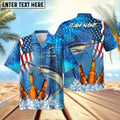BlueJose Marlin Fishing Beer USA Flag Personalized All Over Print 3D Hawaiian Shirt