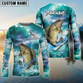 BlueJose Crappie Fishing Teal Thunderstorm Name & Team Name 3D Shirts