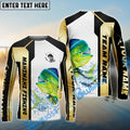 BlueJose Mahimahi Fishing Golden Premium Dynamic Strike Custom Name & Team Name 3D Shirts