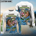 BlueJose Striped Bass Fishing Patriotic Splash Making Memories One Fish At A Time‚ Custom Name & Team Name 3D Shirts