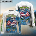 BlueJose Salmon Fishing Patriotic Splash Making Memories One Fish At A Time‚ Custom Name & Team Name 3D Shirts