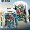 BlueJose Pike Fishing Patriotic Splash Making Memories One Fish At A Time‚ Custom Name & Team Name 3D Shirts