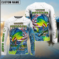 BlueJose Mahi-mahi Fishing Patriotic Splash Making Memories One Fish At A Time‚ Custom Name & Team Name 3D Shirts