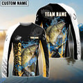 BlueJose Crappie Fishing Black Gold Design Pattern Custom Name & Team Name 3D Shirts