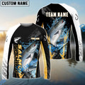 BlueJose Salmon Fishing Black Gold Design Pattern Custom Name & Team Name 3D Shirts