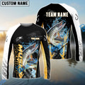 BlueJose Musky Fishing Black Gold Design Pattern Custom Name & Team Name 3D Shirts