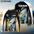 BlueJose Tuna Fishing Black Gold Design Pattern Custom Name & Team Name 3D Shirts