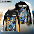BlueJose Marlin Fishing Black Gold Design Pattern Custom Name & Team Name 3D Shirts