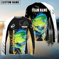 BlueJose Mahi-mahiFishing Black Gold Design Pattern Custom Name & Team Name 3D Shirts