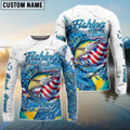 BlueJose Tuna Fishing Beer & Fishing Flag Quote Fishing solves most of my problems, drinking solves the rest‚ Dynamic Strike Pattern Custom Name & Team Name 3D Shirts