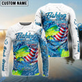 BlueJose Mahi-mahi Fishing Beer & Fishing Flag Quote Fishing solves most of my problems, drinking solves the rest‚ Dynamic Strike Pattern Custom Name & Team Name 3D Shirts