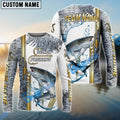 BlueJose Salmon Fishing Skinfish Golden Line Pattern Custom Name & Team Name 3D Shirts