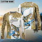 BlueJose Pike Fishing Skinfish Golden Line Pattern Custom Name & Team Name 3D Shirts