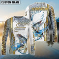 BlueJose Musky Fishing Skinfish Golden Line Pattern Custom Name & Team Name 3D Shirts