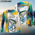 BlueJose Tuna Fishing Skinfish Golden Line Pattern Custom Name & Team Name 3D Shirts