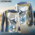 BlueJose Marlin Fishing Skinfish Golden Line Pattern Custom Name & Team Name 3D Shirts