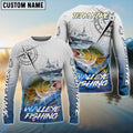 BlueJose Walleye Fishing Realistic Fish Compass Anchor Pattern Custom Name & Team Name 3D Shirts