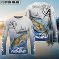 BlueJose Pike Fishing Realistic Fish Compass Anchor Pattern Custom Name & Team Name 3D Shirts