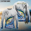 BlueJose Tuna Fishing Realistic Fish Compass Anchor Pattern Custom Name & Team Name 3D Shirts